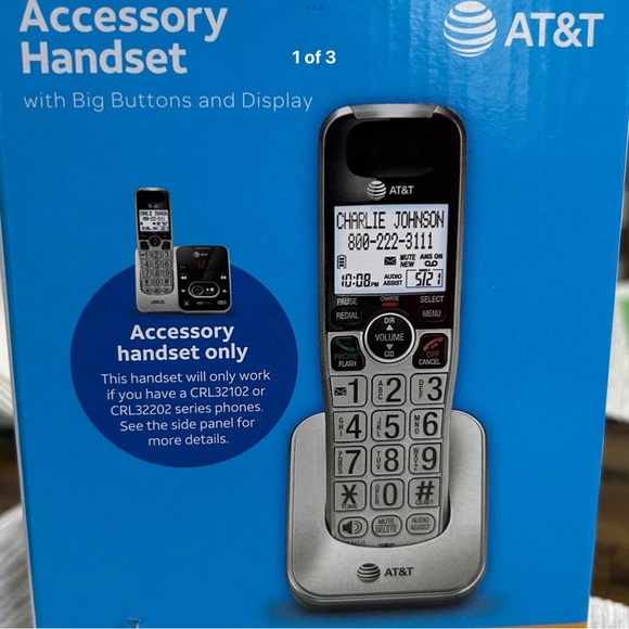 at&t | Other | Att Black And Silver Accessory Handset With Display ...